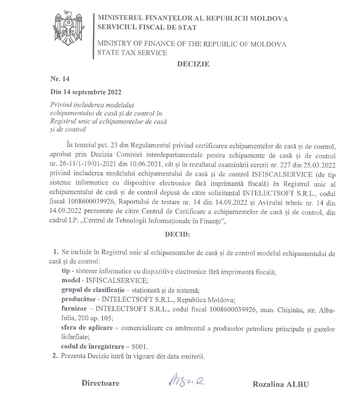 serviciu fiscal de stat Intelectsoft